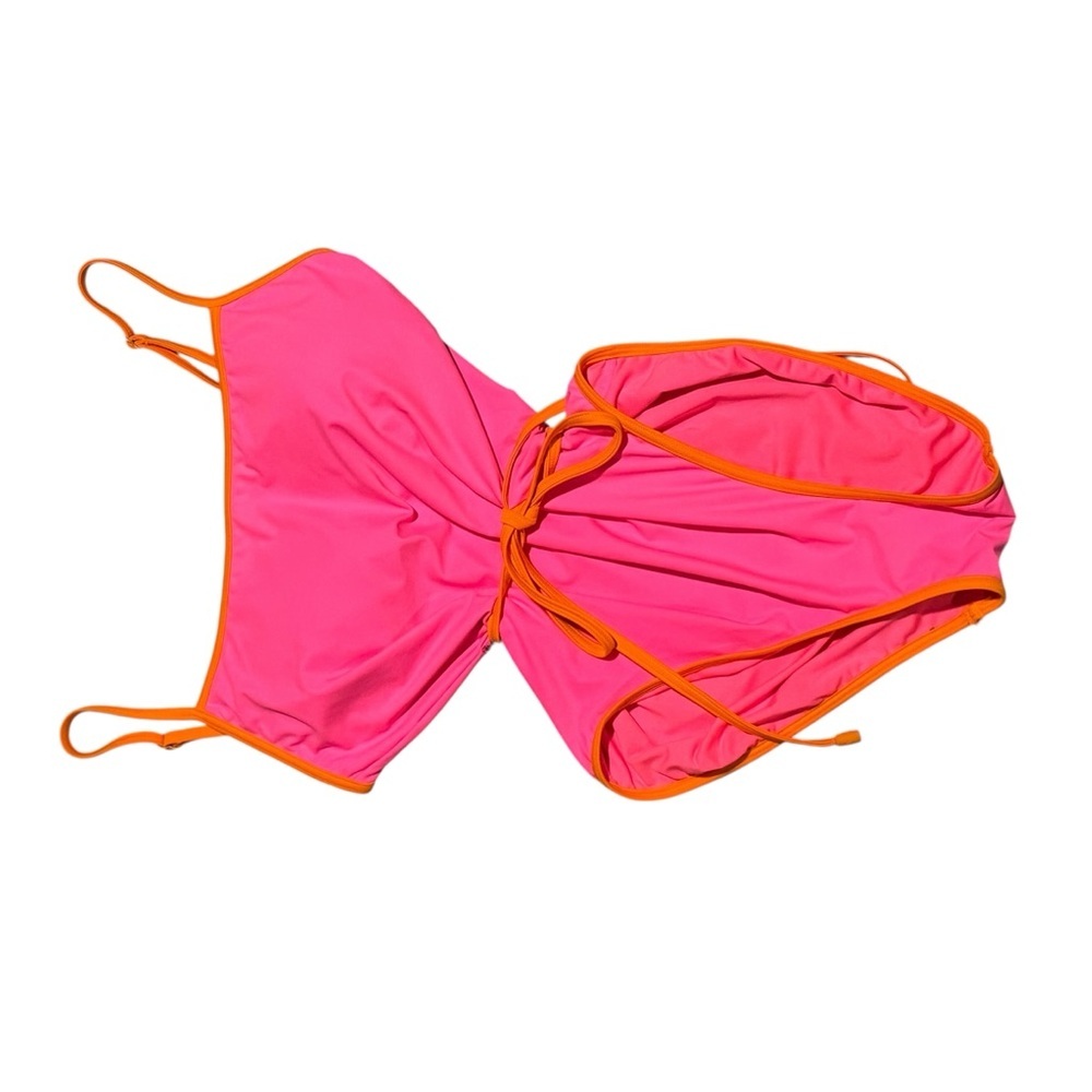 Kate Spade Colorblock Belted One-piece Pink & Orange L NWT - Picture 3 of 6